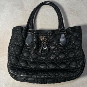 Christian Dior Black Cannage Quilted Vintage Bag